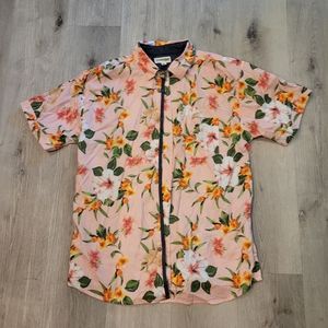 Hawksbay Button Down Pink Hawaiian Shirt Sz XL